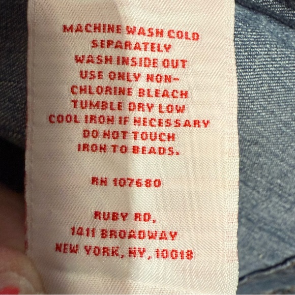 Ruby Rd. Blue Embroidered Embellished Paisley Jean Jacket Size 6 - Picture 10 of 10